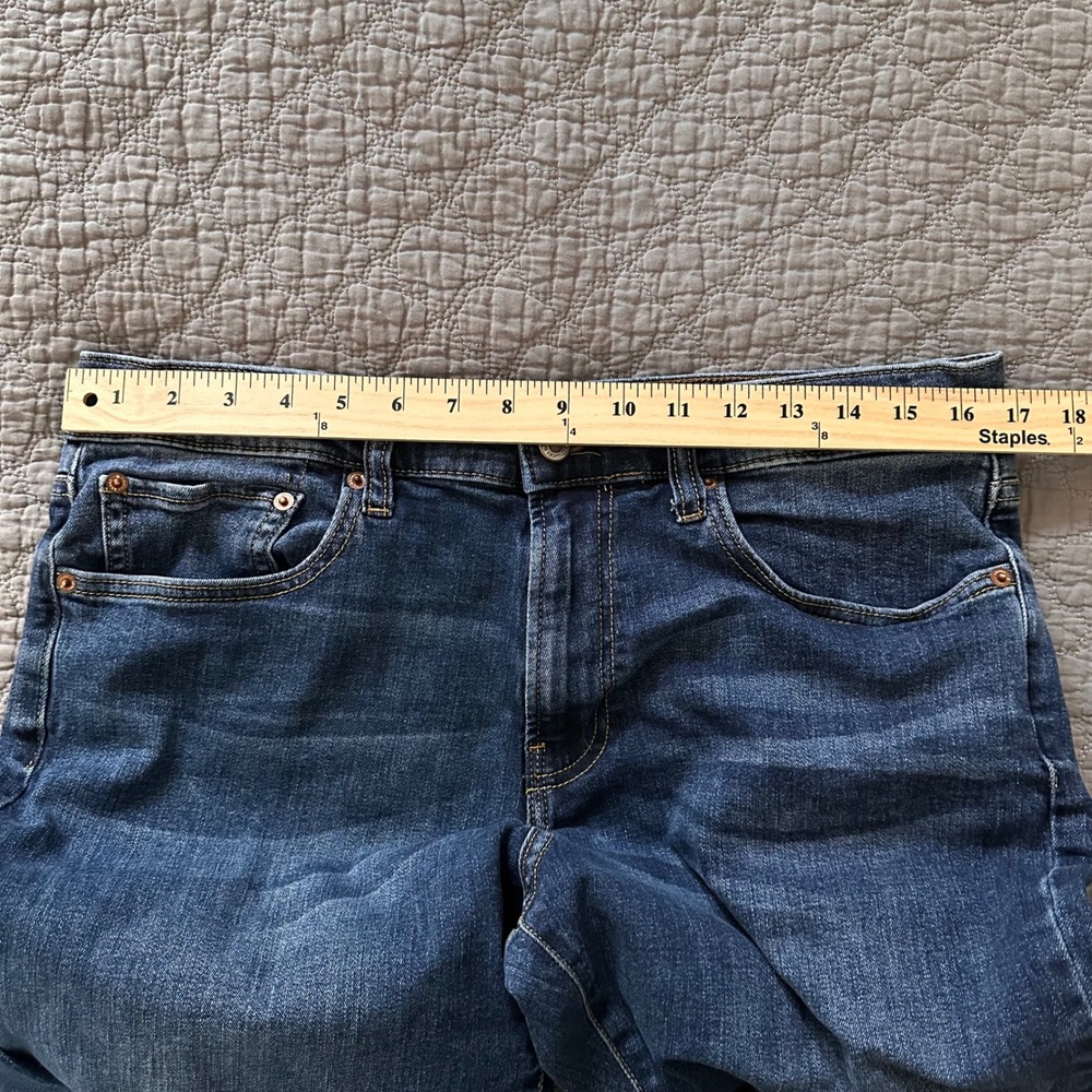 Lucky Brand 410 Athletic Straight Jeans Mens 34x29 Dark Wash Blue Denim Stretch - Picture 6 of 12